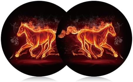 Car Cup Holder Coaster 2PCS Cool Fire Horse Car Coasters Car Cup Holder Insert by FLYEEGO