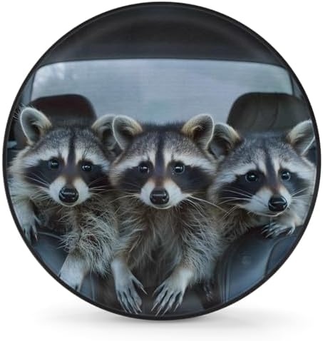 Rv Spare Tire Cover Wheel Funny Animal Raccoons Tire Covers Wheel Protectors by FengQuGou
