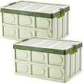 Lidded Storage Bins 2 Pack 30L Collapsible Storage Box Crates Plastic Tote by jocabo