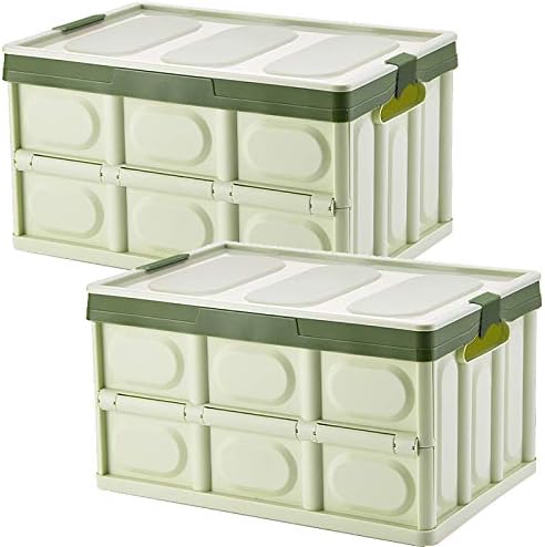 Lidded Storage Bins 2 Pack 30L Collapsible Storage Box Crates Plastic Tote by jocabo