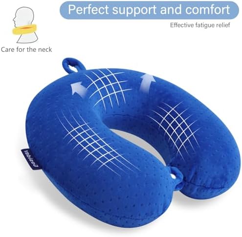Neck Pillow for Travel, Memory Foam Airplane Pillow, Royal Blue - Image 4