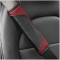 Osilly 2PCS Carbon Fiber Leather Seat Belt Shoulder Pads, Wine Red by Osilly