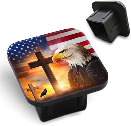 Three Crosses American Flag Hitch Receiver Cover 2" Eagle Trailer Hitch Cover by Unknown