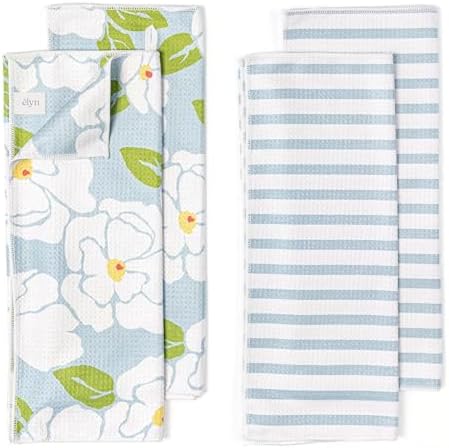 ELYN Microfiber Kitchen Dish Towel Set, Quick-Dry & Absorbent Waffle Weave by ELYN