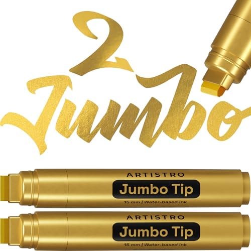 ARTISTRO Gold Acrylic Paint Markers - 15mm Jumbo-Tip - Set of 2 by ARTISTRO