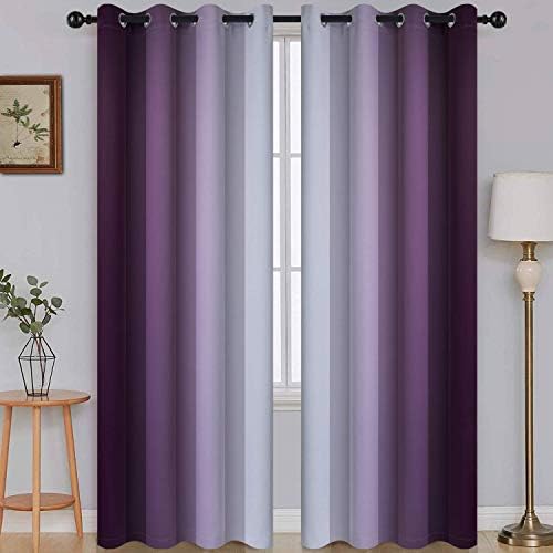 SimpleHome Ombre Purple to Grey White Curtains by SimpleHome