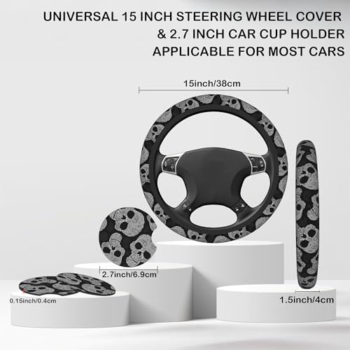 Floral Skull Steering Wheel Cover - Image 2