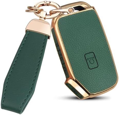 QBUC for KIA Key Fob Cover, Upper Leather + Soft TPU Key Case Shell by QBUC