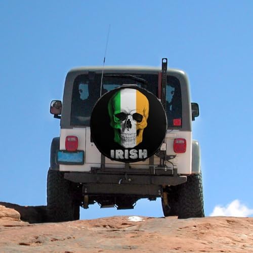 Skull Irish Flag Tire Covers, Dust-Proof Weatherproof Wheel Covers Wheel Tire - Image 5