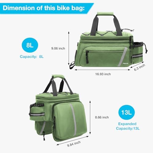 MOSISO Bike Rack Bag with Rain Cover, Bike Trunk Cooler Handag, Wllow Green - Image 3
