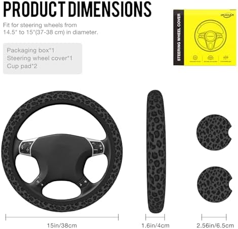 Black Leopard Print Steering Wheel Cover - Image 2