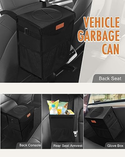 Pritent Car Trash Can with Lid Leakproof Car Garbage Bag Vehicle Trash Bin - Image 6