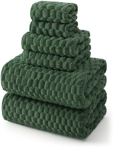 REDKISS Olive Green Microfiber Towels Set of 6-35x70 Inches Oversized Bath by REDKISSOnline
