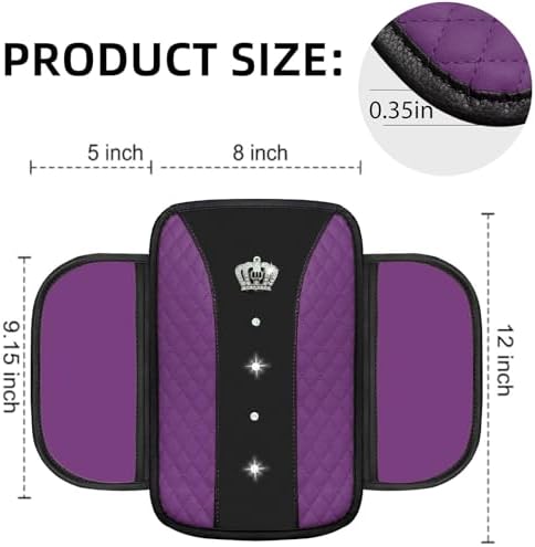NBTEPEM 6 PCS Bling Purple Car Accessories Set, Leather Purple Steering Wheel - Image 5