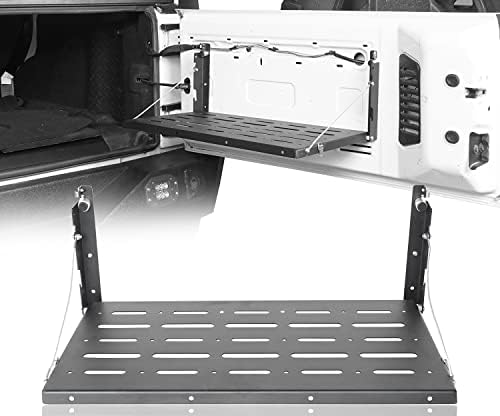 Hooke Road JK Wrangler Tailgate Table Metal Storage Rack Foldable Cargo Shelf by HookeRoad