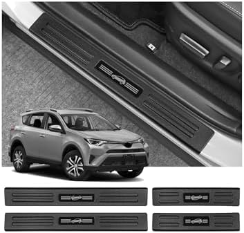 4PCS Door Sill Protector for Toyota 2013-2017 2018 RAV4 Accessories Matte Black by Bercicci