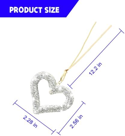 Mandark Crystal Rhinestone Heart Rearview Mirror Pendant - Image 2