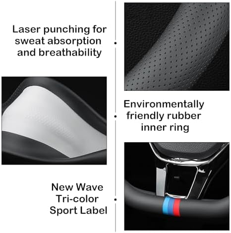 Tricolor Stripes D-Type Steering Wheel Cover, Cute Steering Wheel Cover - Image 5