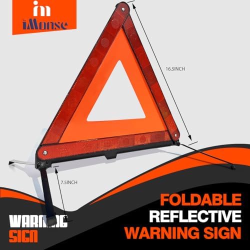 Emergency Roadside Reflective Triangles Warning Safety Kit - Image 3