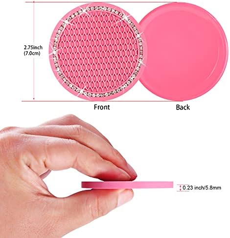 4PCS Bling Coaster, 2.75 Inch Auto Car Cup Holder Insert Coasters Silicone - Image 3