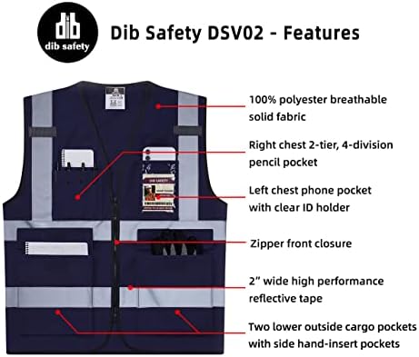 Dib Safety Hi Vis Reflective Safety Vest - Image 5