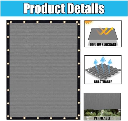 Amagenix 90% Shade Fabric 14'X 15' Gray Sun Shade Cloth - Image 3