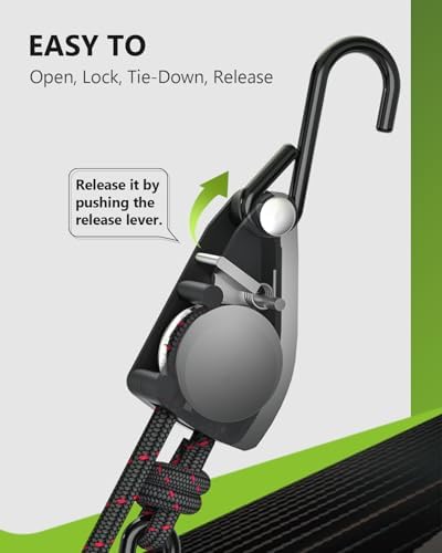 Kayak Straps Tie Downs 8 Pack Set, Adjustable Ratchet Tie Down Straps - Image 4