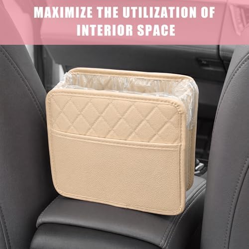 Car Seat Back Organizer, Durable Leather Trash Bag Hanging Backseat Organizer - Image 5