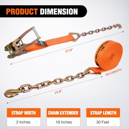 Nilight Chain Ratchet Straps 2" x 30' 10, 000 LBS Break Strength - Image 2