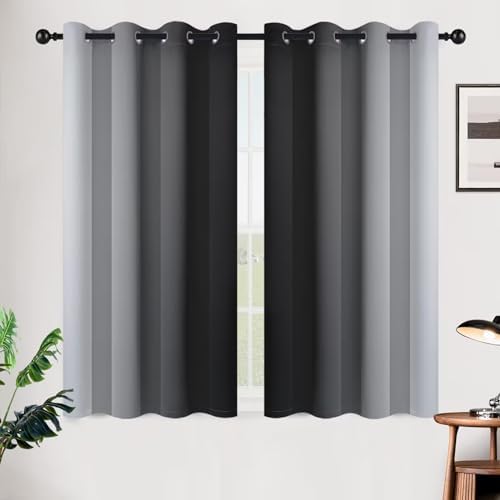 SimpleHome Ombre Black to Grey White Curtains - Image 2
