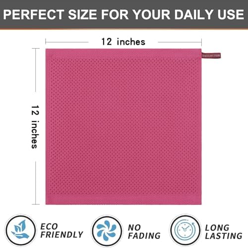 Kitinjoy 100% Cotton Waffle 6-Pack Kitchen Towels, Hot Pink - Image 5