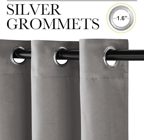 NICETOWN Chrome Gray Room Darkening Curtains - Image 2