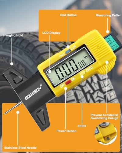 GODESON Yellow Digital Tire Tread Depth Gauge - Image 2