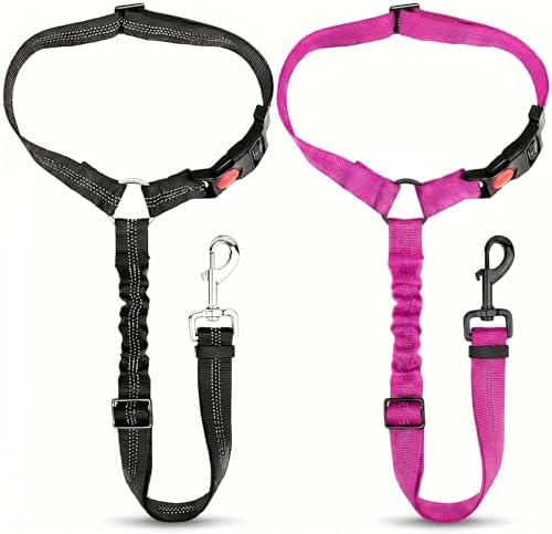 2-Pack Reflective Retractable Pet Seat Belt – Nylon Dog Tether, Adjustable Strap by Unknown