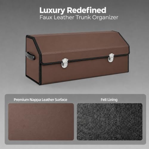 Car Trunk Organizer with Lid, Foldable Faux Leather Storage Box - Image 4