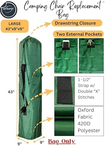 43"x9"x9" Replacement Bag for Folding Camping Chair, Camp Chairs, Yoga Mat - Image 3