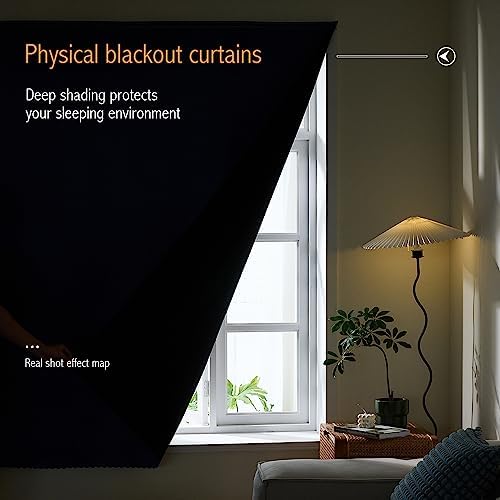 AJAZZ 100% Blackout Self Adhesive Curtains Small Window Short Temporary Black - Image 4