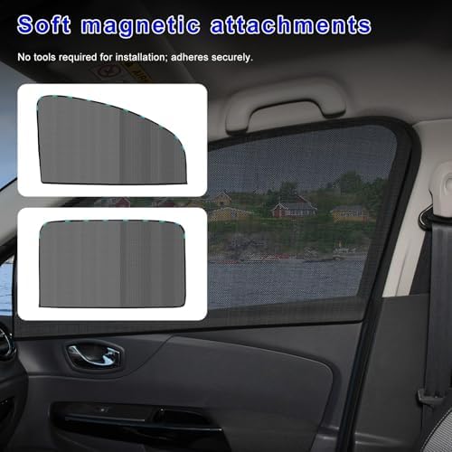 2 PCS Car Window Shades, 19.3"×29.1" Magnetic Vehicle Front Side Window Screen - Image 5