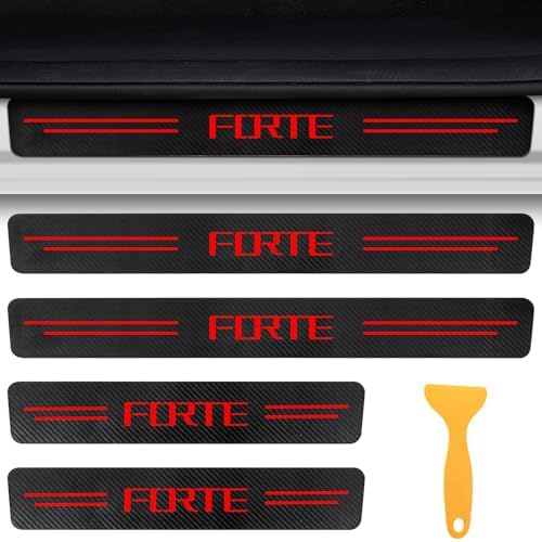 Door Sill Protectors for Kia Forte LX & GT & GT-Line & LXS & EX, Carbon Fiber - Image 2