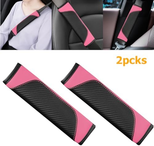 Osilly 2PCS Carbon Fiber Leather Seat Belt Shoulder Pads - Image 4