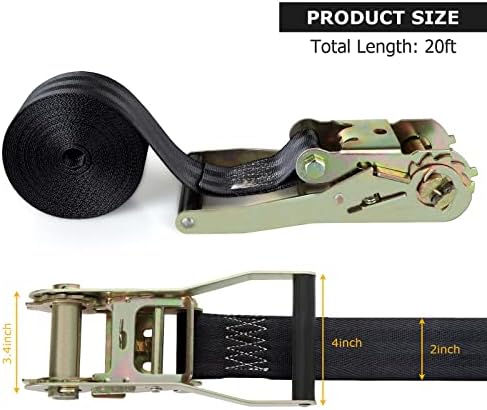 2 Pack 2 Inch Endless Ratchet Strap Heavy Duty 20ft Tie Down Straps Ratchet - Image 2
