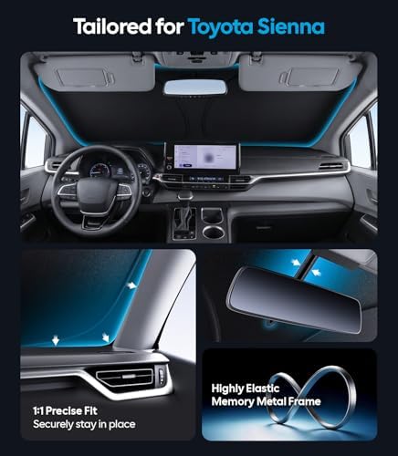 Wigoo for Toyota Sienna Windshield Sunshade, Custom Fit, Keeps Car Cool - Image 4