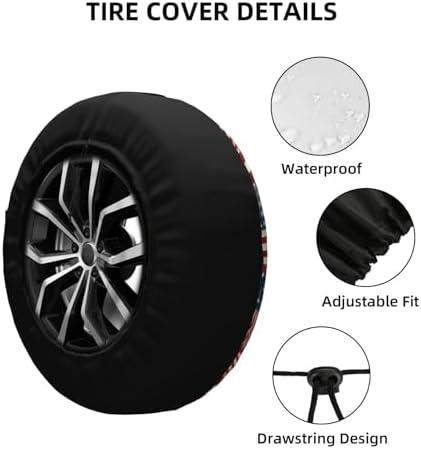 Flag Spare Tire Cover Waterproof Wheel Cover 17 Inch Universal Fit - Image 5
