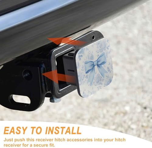 2 Inch Blue Bow Floral Trailer Hitch Cover Rubber Receiver Tube Plug Cap - Image 4