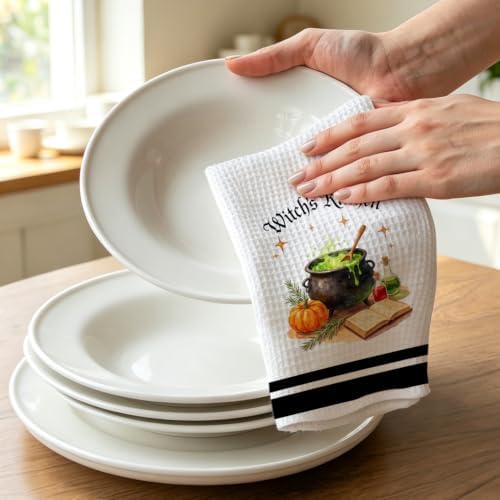 Spooky Halloween Kitchen Towel, Witch Gift Decor Dish Towel - Image 3