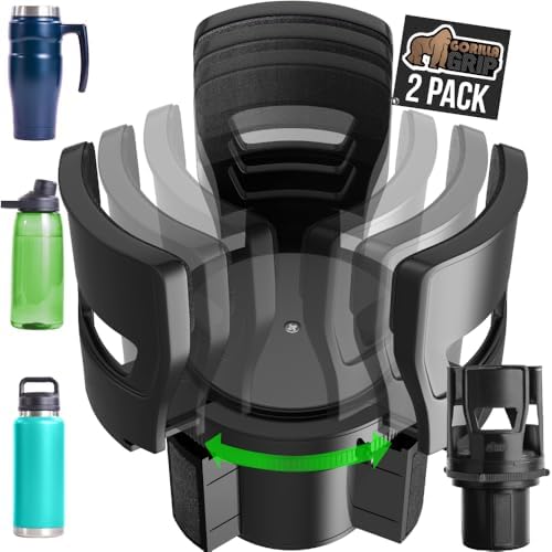 GORILLA GRIP Patent Pending Adjustable Car Cup Holder Expander, 2 Pk by GorillaGrip