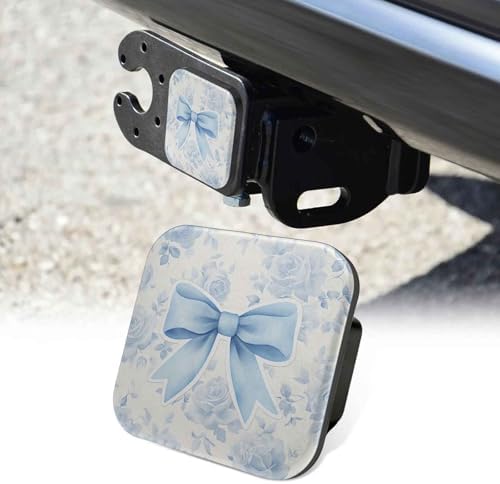 2 Inch Blue Bow Floral Trailer Hitch Cover Rubber Receiver Tube Plug Cap by Unknown