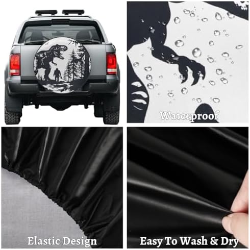 Black Dinosaur Spare Tire Cover Dust-Proof Wheel Protector - Image 4