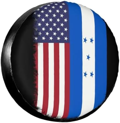 USA Honduras Mix Flag Spare Tire Cover, Universal Waterproof & Dustproof Wheel by YSYZSDS
