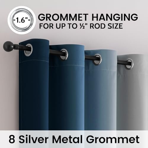 SimpleHome Ombre Blue 100% Blackout Bedroom Curtains - Image 4